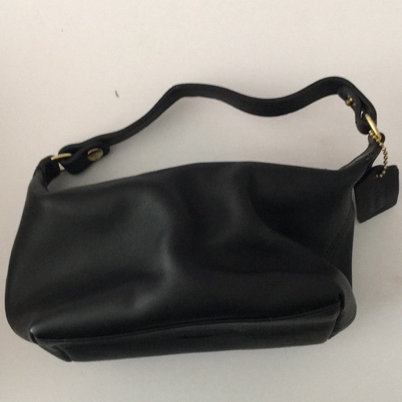 Coach Black Leather Shoulder Bag. Small 7”x5” - Picture 1 of 6